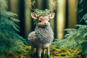 cute reindeer with thick chest hair