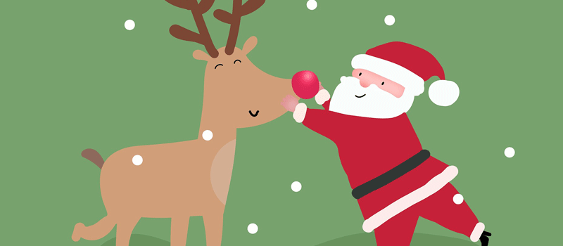 Cartoon Santa and reindeer